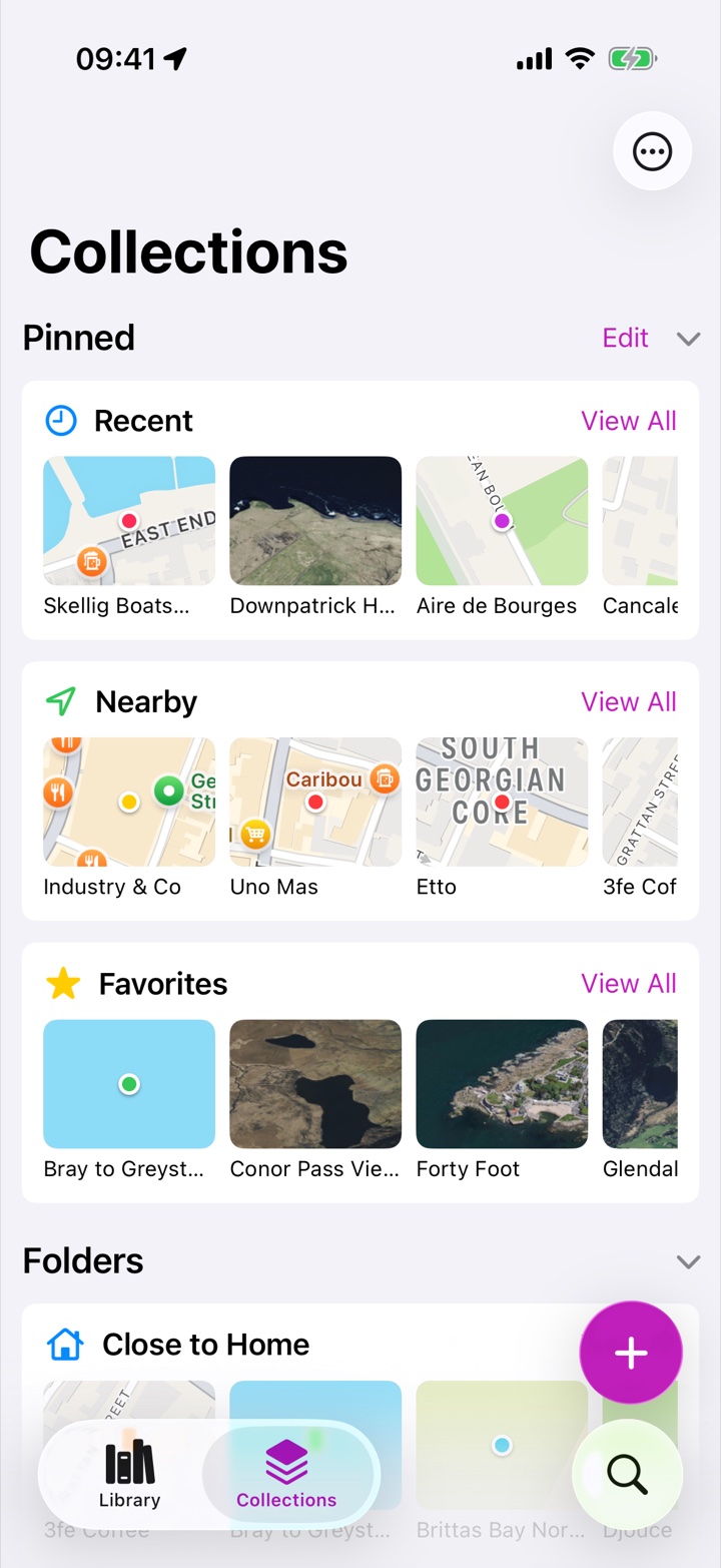 Rego's Photos-style Collections browser with pinned shortcuts, folders, collections and pin colors